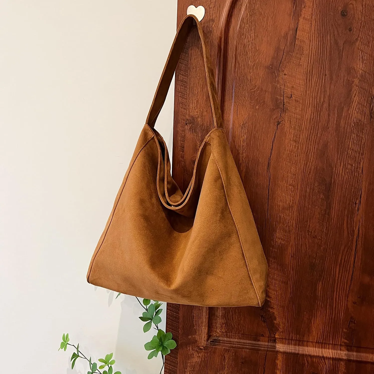 Faux Suede Tote Bag for Women - Versatile, Lightweight Shoulder Purse with Large Capacity