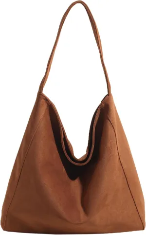 Faux Suede Tote Bag for Women - Versatile, Lightweight Shoulder Purse with Large Capacity