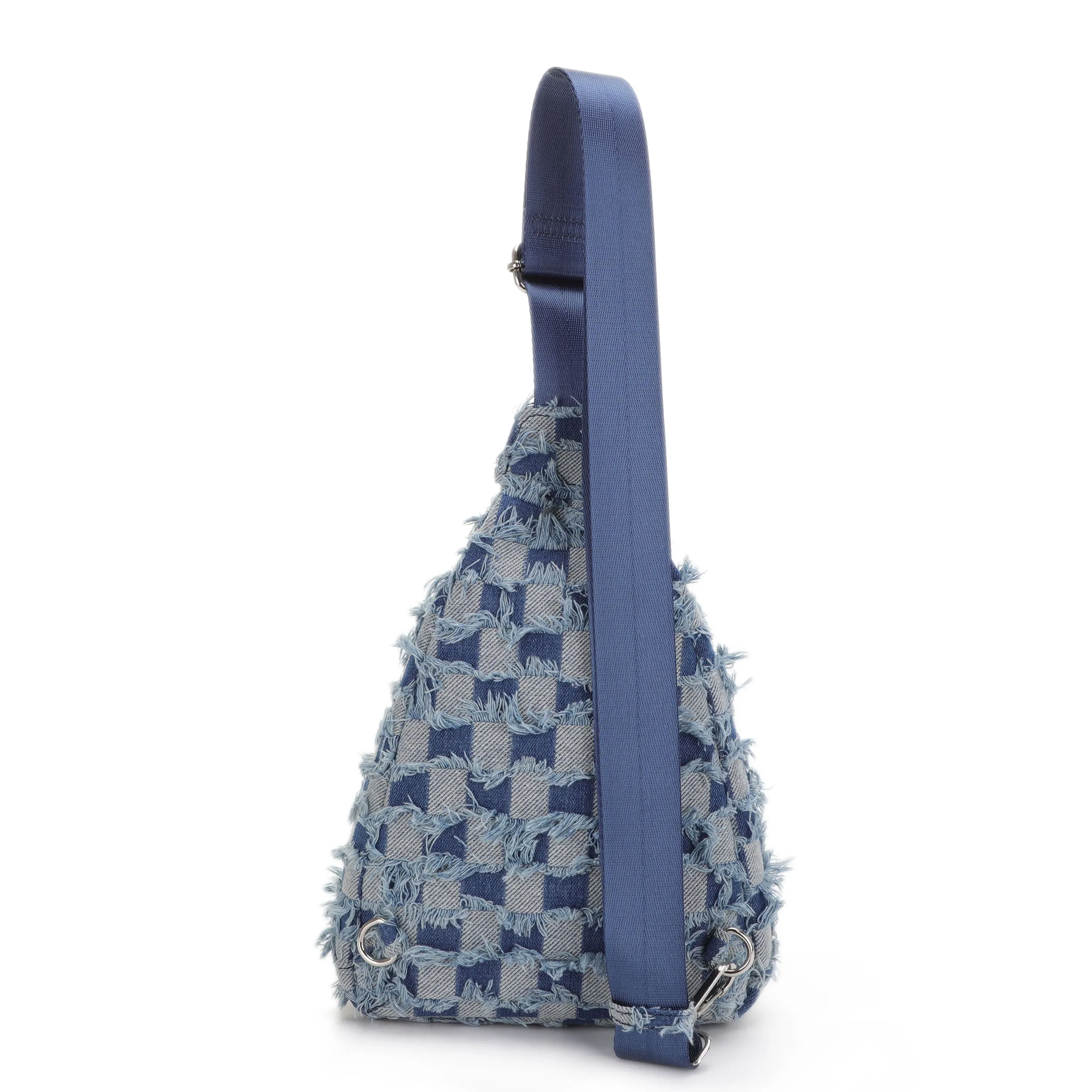 Faye Distressed Checkered Denim Sling