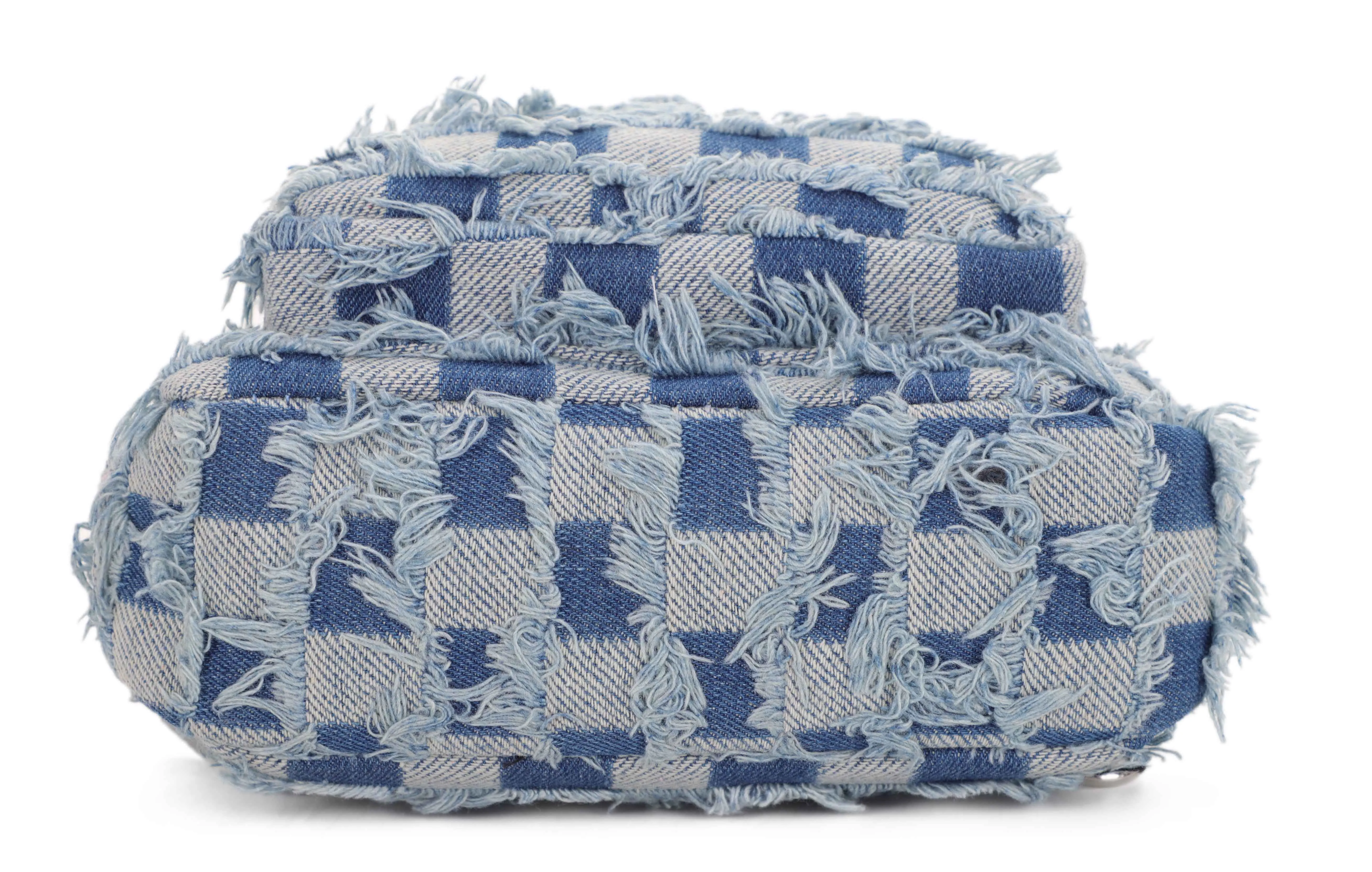 Faye Distressed Checkered Denim Sling