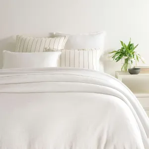 Faye Linen Dove White Duvet Cover, Twin Size, Neutral/White Solid Pattern