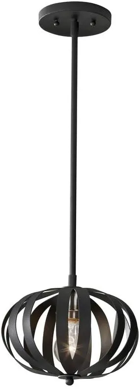 Feiss P1257TXB One Light Pendant Feiss-P1257TXB-Woodstock Textured Black Incandescent, 10" W x 8" H