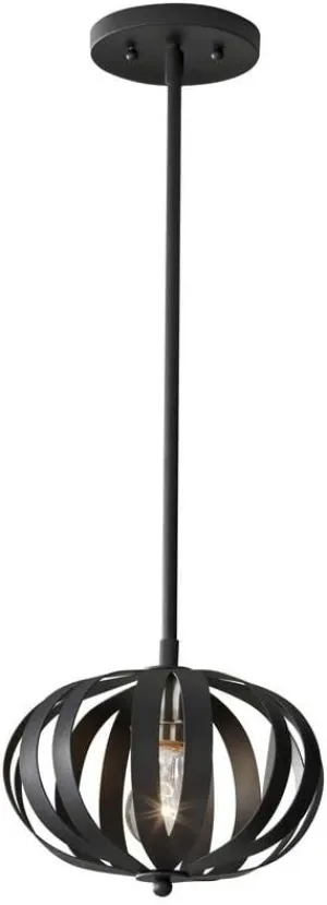 Feiss P1257TXB One Light Pendant Feiss-P1257TXB-Woodstock Textured Black Incandescent, 10" W x 8" H