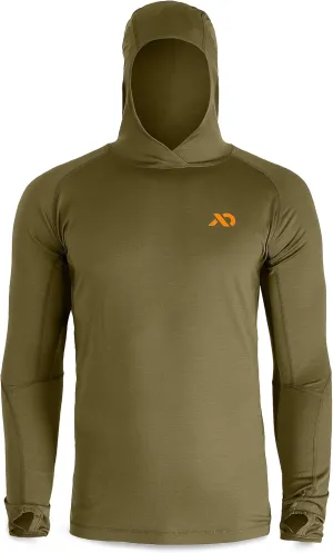 First Lite Men’s Wick Hoody - Merino Wool Ultralight Camo Hunting Base Layer, Quick Dry, UV Protection Hunting Clothing