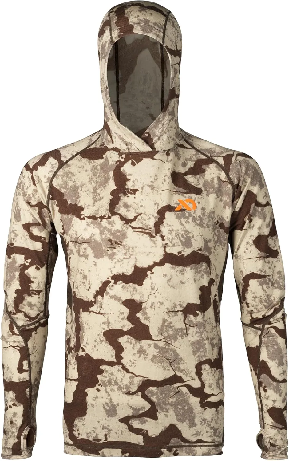 First Lite Men’s Wick Hoody - Merino Wool Ultralight Camo Hunting Base Layer, Quick Dry, UV Protection Hunting Clothing