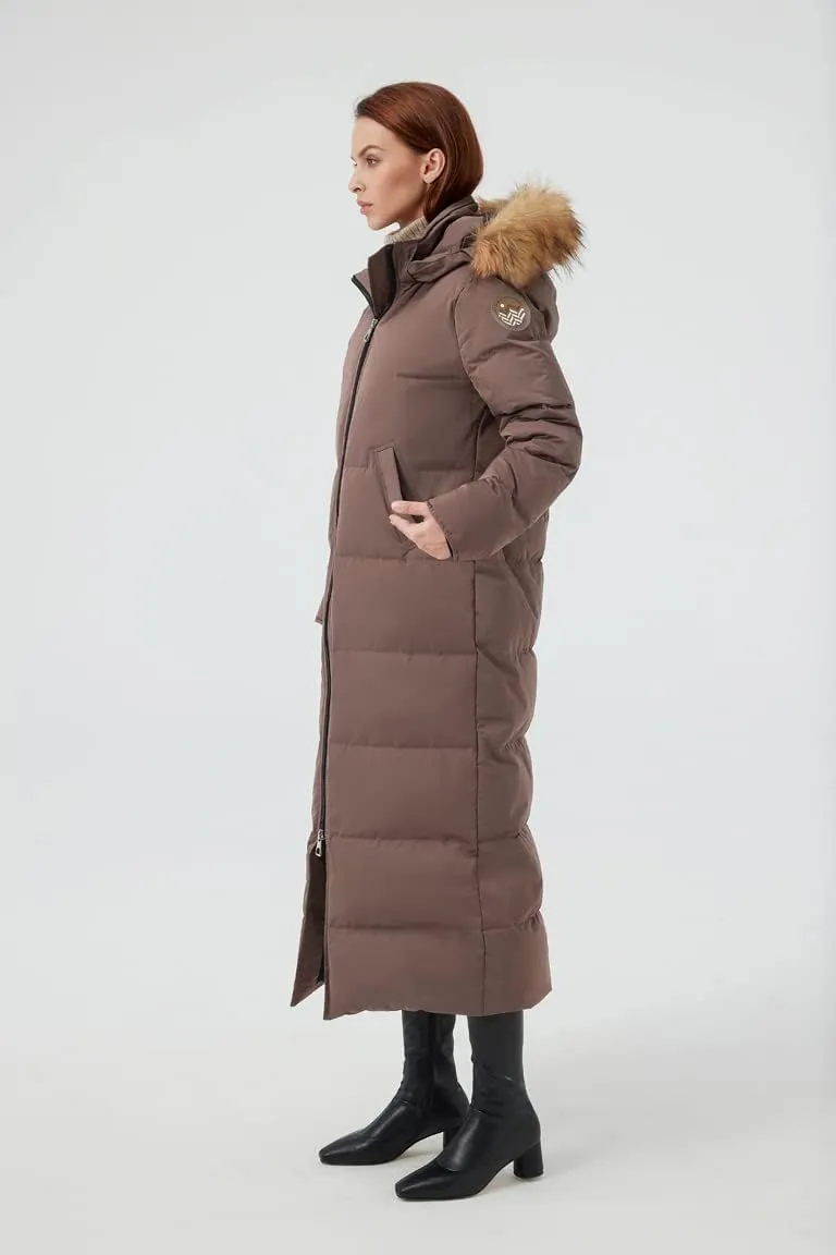 Fitouch Women's Waukee Long Down Coat Parka Jacket | 750  Fill Power | Full-Length