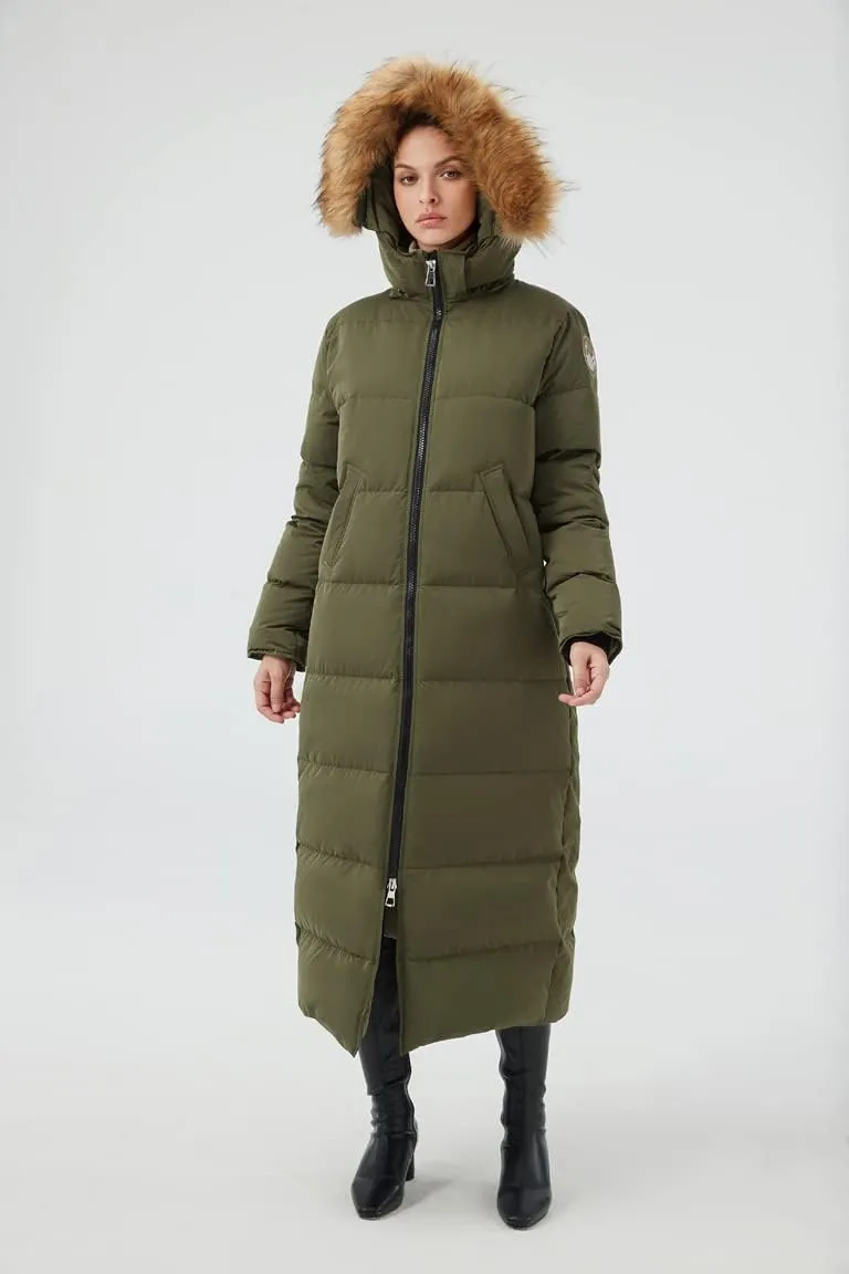 Fitouch Women's Waukee Long Down Coat Parka Jacket | 750  Fill Power | Full-Length