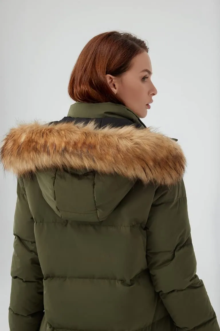 Fitouch Women's Waukee Long Down Coat Parka Jacket | 750  Fill Power | Full-Length