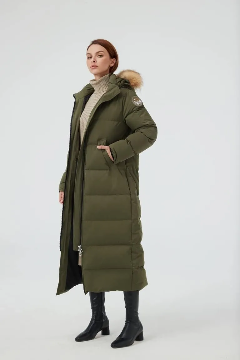 Fitouch Women's Waukee Long Down Coat Parka Jacket | 750  Fill Power | Full-Length