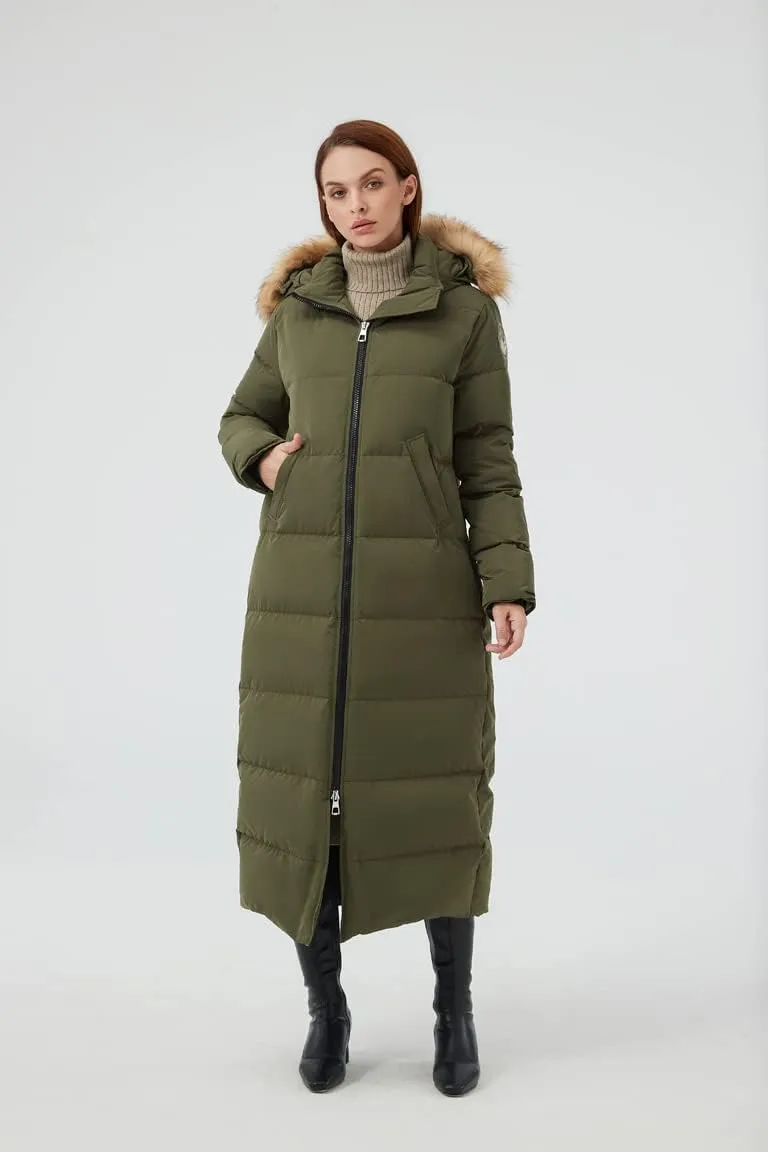 Fitouch Women's Waukee Long Down Coat Parka Jacket | 750  Fill Power | Full-Length