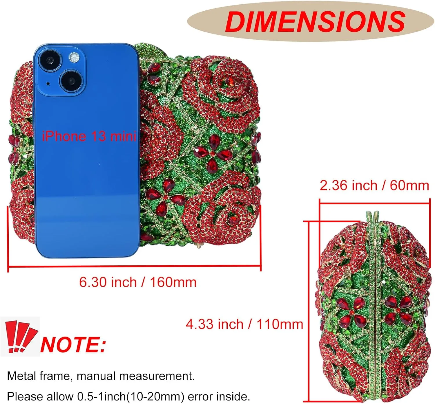 Five Rose Flowers Box Crystal Clutch Elegant Formal Wedding Bridal Evening Bags for Women Rhinestone Handbags Purse