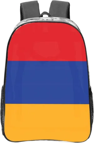 Flag Of Armenia Transparent Backpack-16-Inch Pvc Clear Backpack With Side Pockets,Black