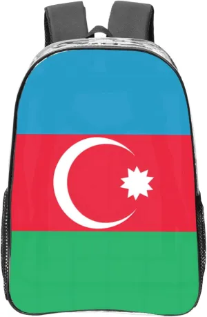 Flag Of Azerbaijan Transparent Backpack-16-Inch Pvc Clear Backpack With Side Pockets,Black