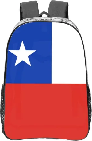 Flag Of Chile Transparent Backpack-16-Inch Pvc Clear Backpack With Side Pockets,Black