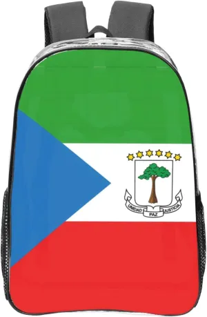 Flag Of Equatorial Guinea Transparent Backpack-16-Inch Pvc Clear Backpack With Side Pockets,Black