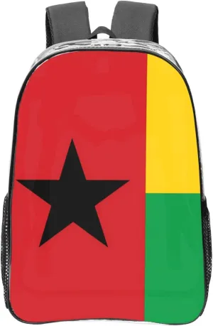 Flag Of Guinea-Bissau Transparent Backpack-16-Inch Pvc Clear Backpack With Side Pockets,Black