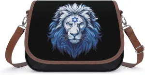 Flag of Israel Lion Jewish Israel Flag Women's Crossbody Bag Leather Tote Bag Shoulder Bag Handbag for Office Travel