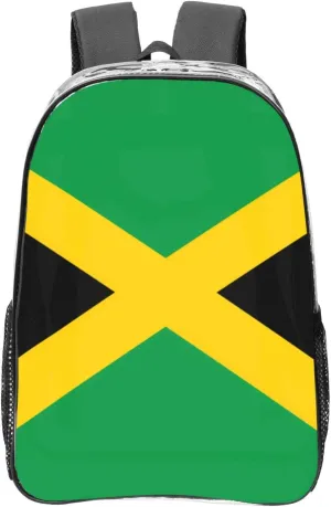 Flag Of Jamaica Transparent Backpack-16-Inch Pvc Clear Backpack With Side Pockets,Black
