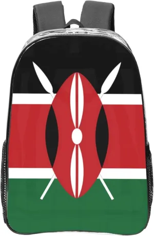 Flag Of Kenya Transparent Backpack-16-Inch Pvc Clear Backpack With Side Pockets,Black