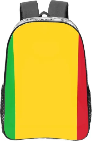 Flag Of Mali Transparent Backpack-16-Inch Pvc Clear Backpack With Side Pockets,Black