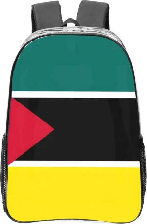 Flag Of Mozambique Transparent Backpack-16-Inch Pvc Clear Backpack With Side Pockets,Black