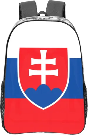 Flag Of Slovakia Transparent Backpack-16-Inch Pvc Clear Backpack With Side Pockets,Black