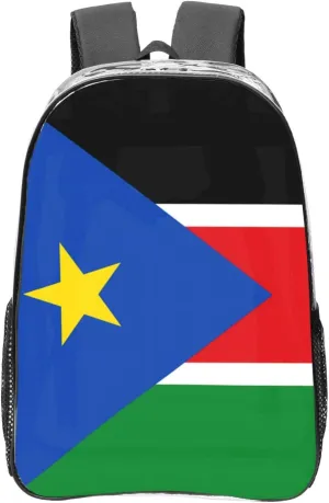 Flag Of South Sudan Transparent Backpack-16-Inch Pvc Clear Backpack With Side Pockets,Black