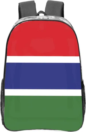 Flag Of The Gambia Transparent Backpack-16-Inch Pvc Clear Backpack With Side Pockets,Black