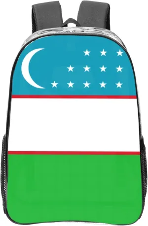 Flag Of The Republic Of Uzbekistan Transparent Backpack-16-Inch Pvc Clear Backpack With Side Pockets,Black