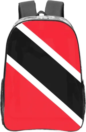 Flag Of Trinidad And Tobago Transparent Backpack-16-Inch Pvc Clear Backpack With Side Pockets,Black