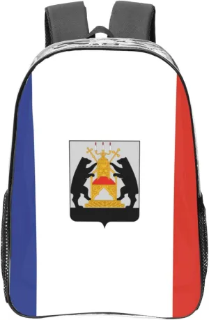 Flag Of Veliky Novgorod Transparent Backpack-16-Inch Pvc Clear Backpack With Side Pockets,Black
