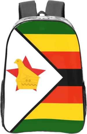 Flag Of Zimbabwe Transparent Backpack-16-Inch Pvc Clear Backpack With Side Pockets,Black