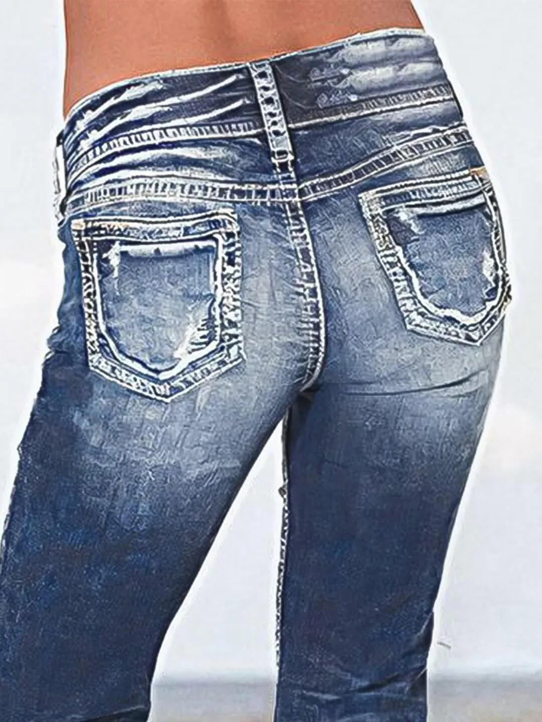Flamingals Low Rise Jeans for Women Flare Bootcut Jeans Straight Leg Distressed Denim Pants