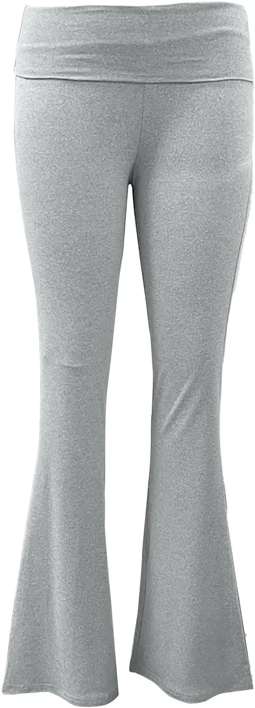 Flare Leggings for Women Fold Over Yoga Pants Y2K Low Rise Wide Leg Bell Bottom Trousers Soft Bootcut Skinny Legging