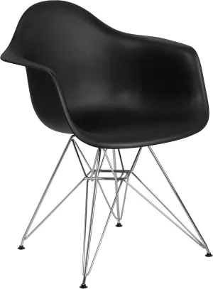 Flash Furniture Alonza Series Black Plastic Chair with Chrome Base