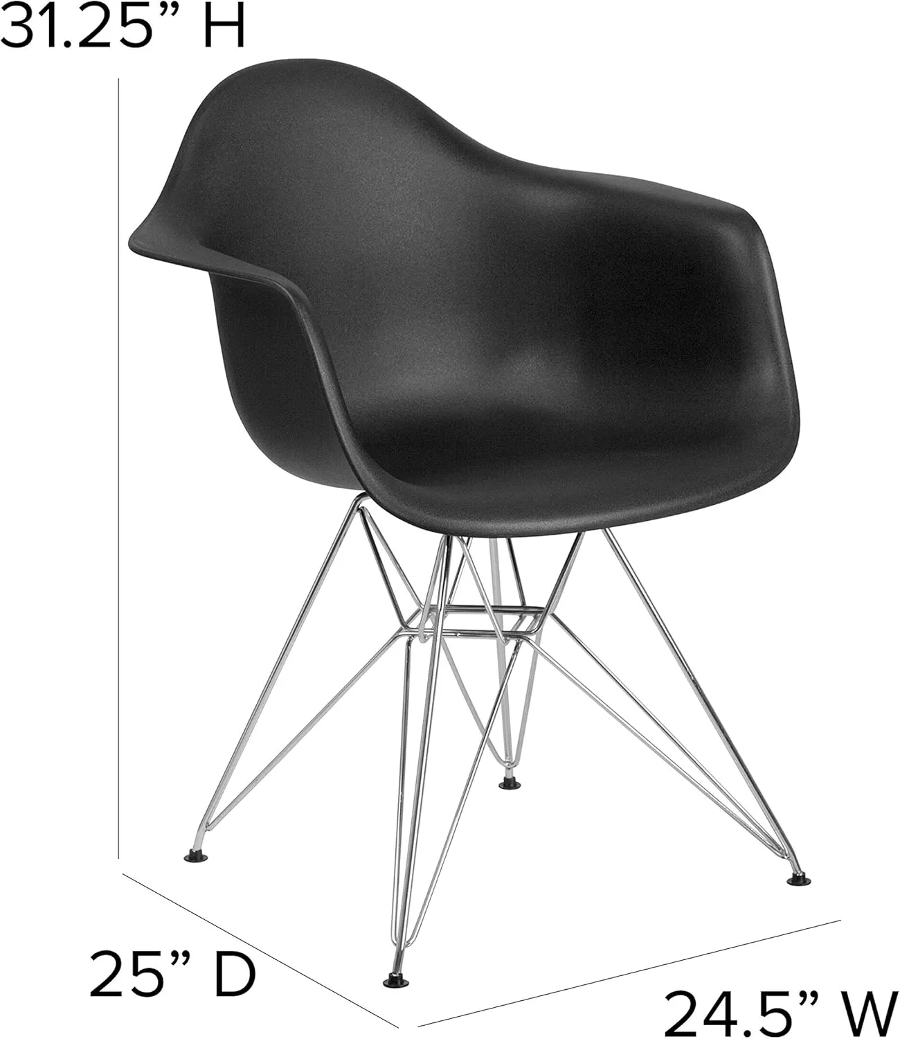 Flash Furniture Alonza Series Black Plastic Chair with Chrome Base