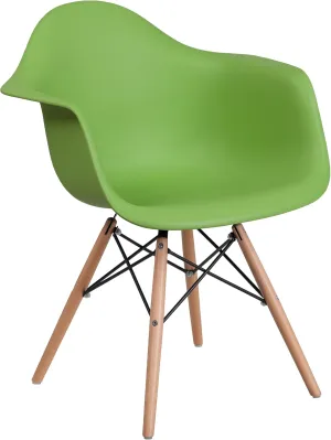 Flash Furniture Alonza Series Green Plastic Chair with Wooden Legs