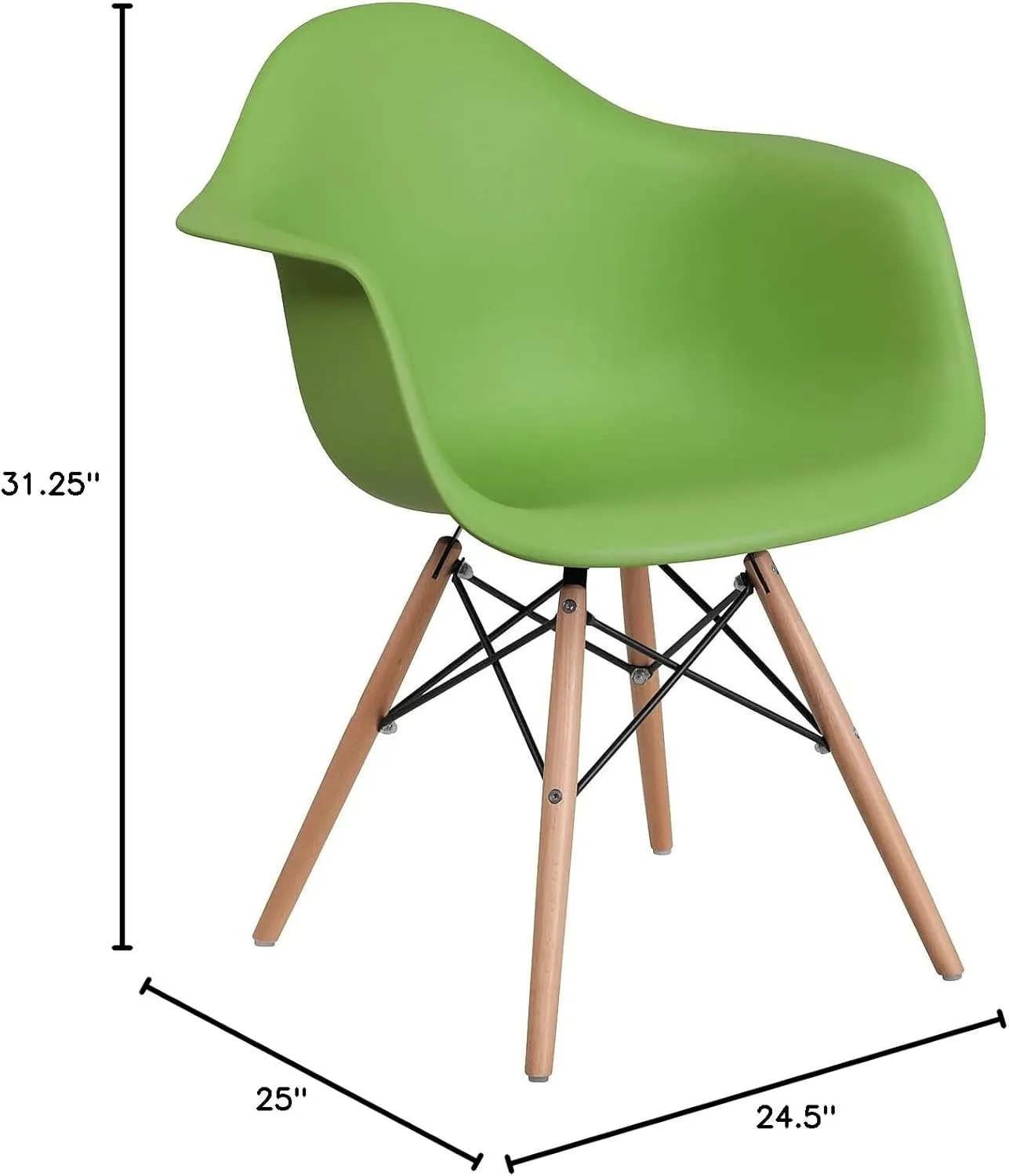 Flash Furniture Alonza Series Green Plastic Chair with Wooden Legs