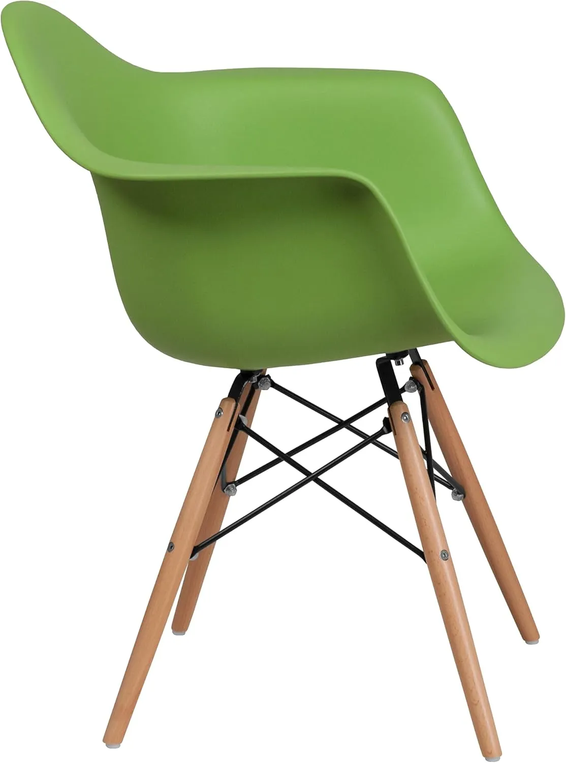 Flash Furniture Alonza Series Green Plastic Chair with Wooden Legs