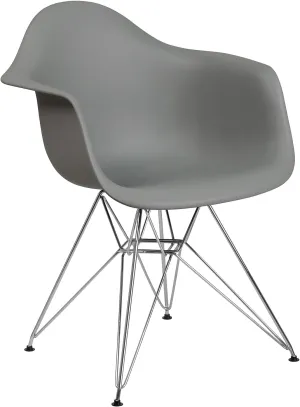 Flash Furniture Alonza Series Moss Gray Plastic Chair with Chrome Base