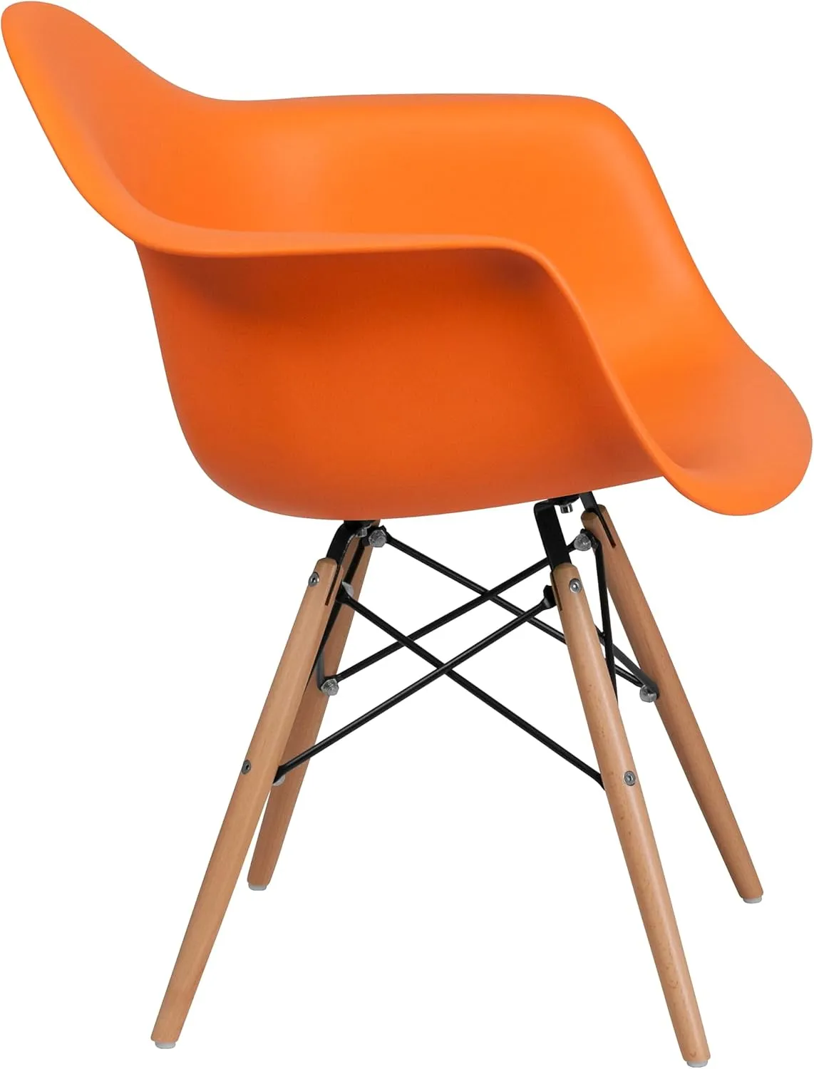 Flash Furniture Alonza Series Orange Plastic Chair with Wooden Legs