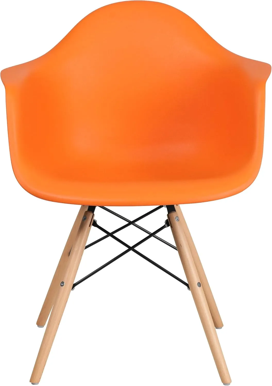 Flash Furniture Alonza Series Orange Plastic Chair with Wooden Legs