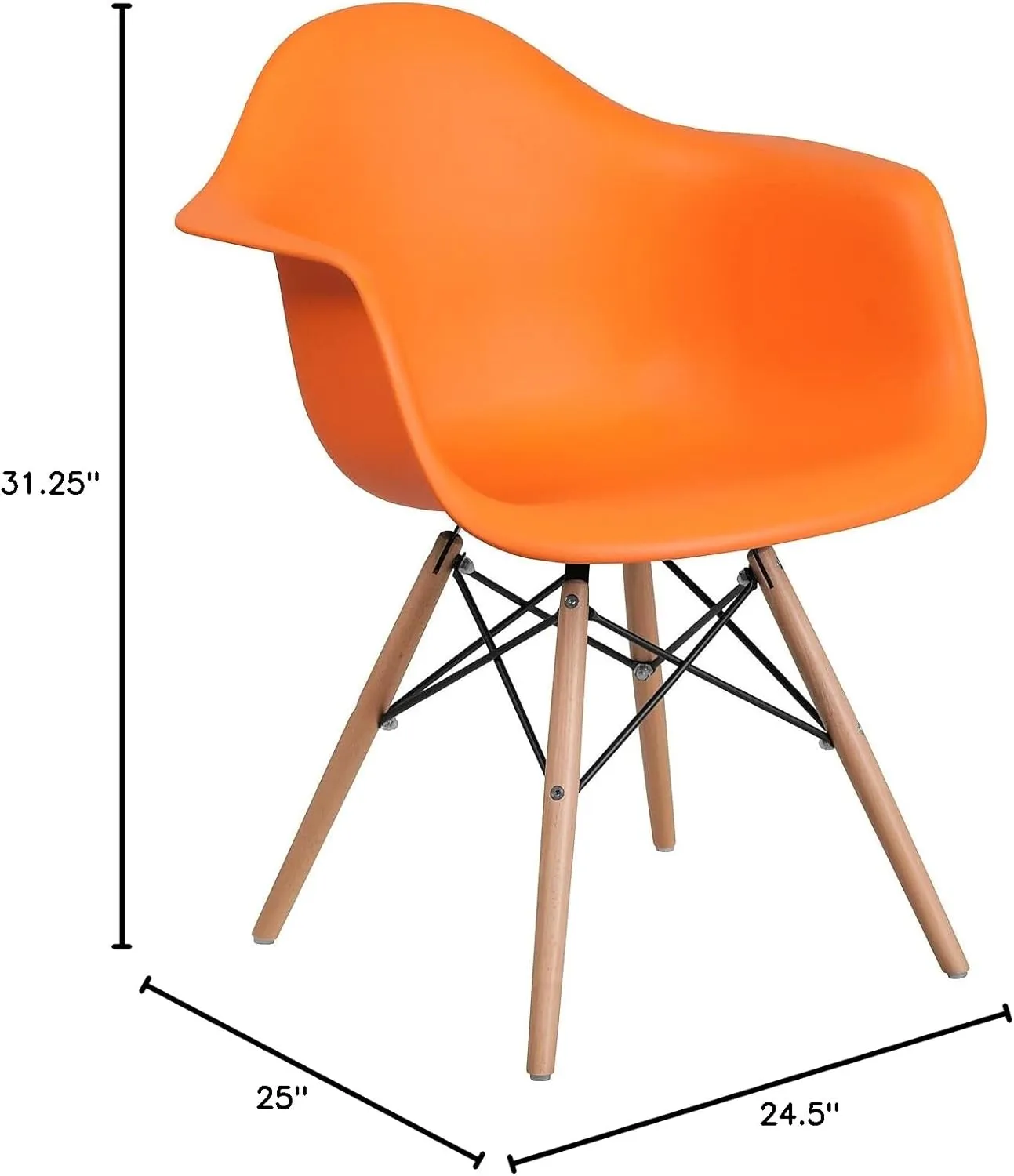 Flash Furniture Alonza Series Orange Plastic Chair with Wooden Legs