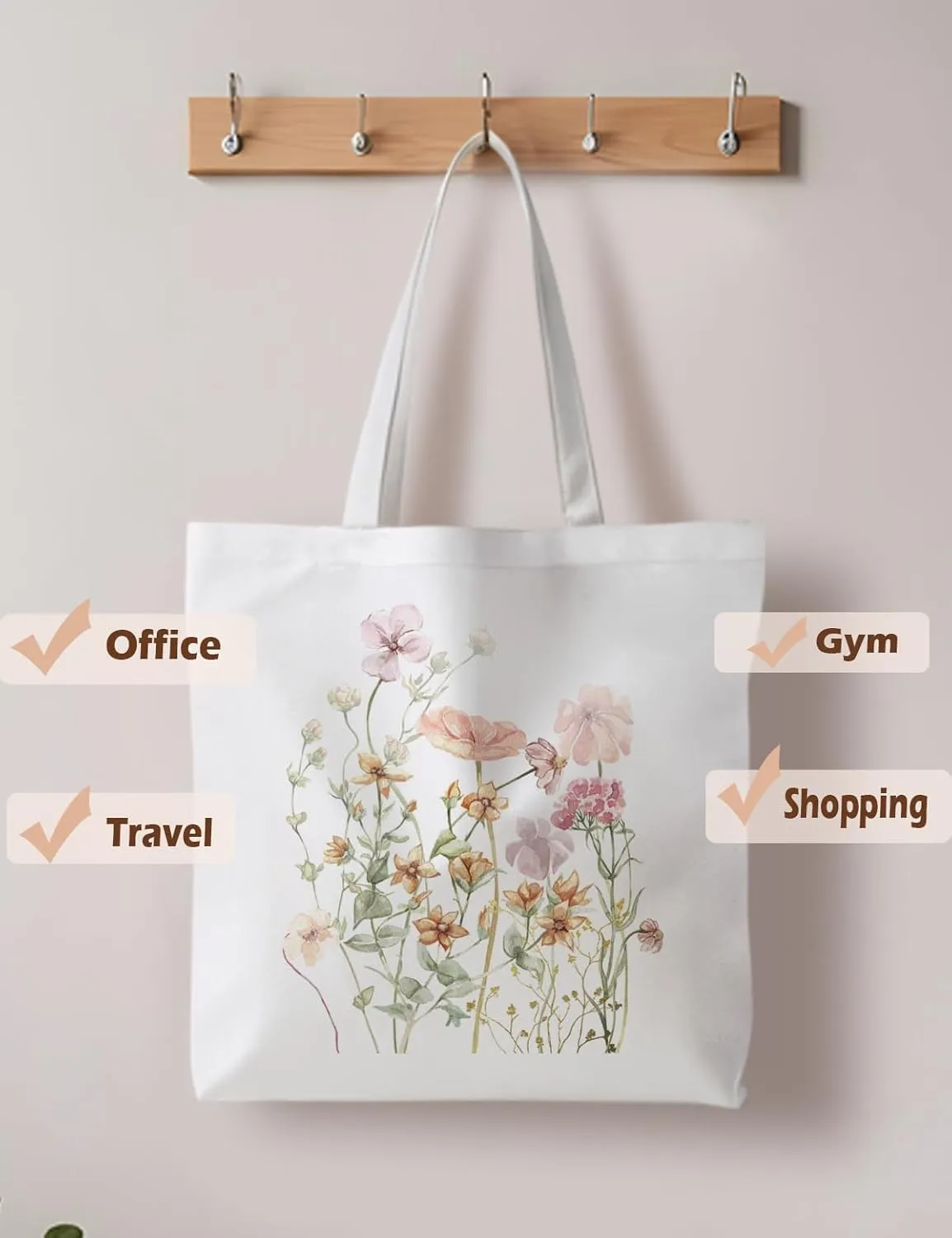 Floral Tote Bag, Floral Bag for Women, Reusable Grocery Bags Shopping Bags