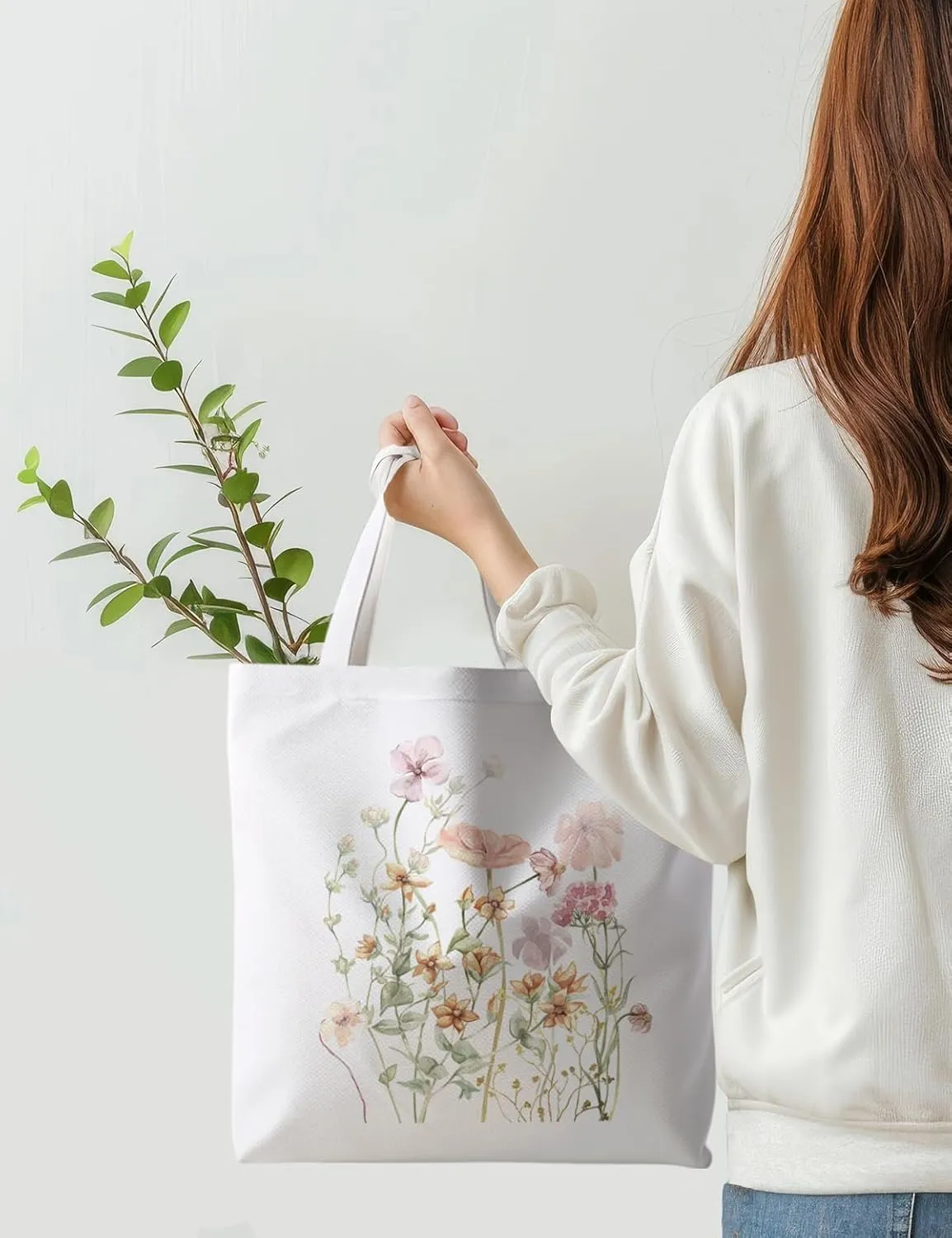 Floral Tote Bag, Floral Bag for Women, Reusable Grocery Bags Shopping Bags