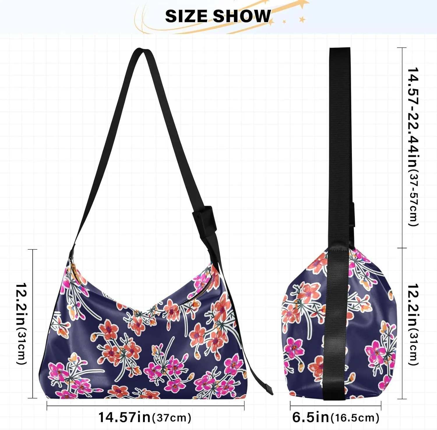 Flower Print Leather Crossbody Purse Water-Resistant Sling Bag for Women Crossbody Purse Leather Shoulder Handbag Patternt 1