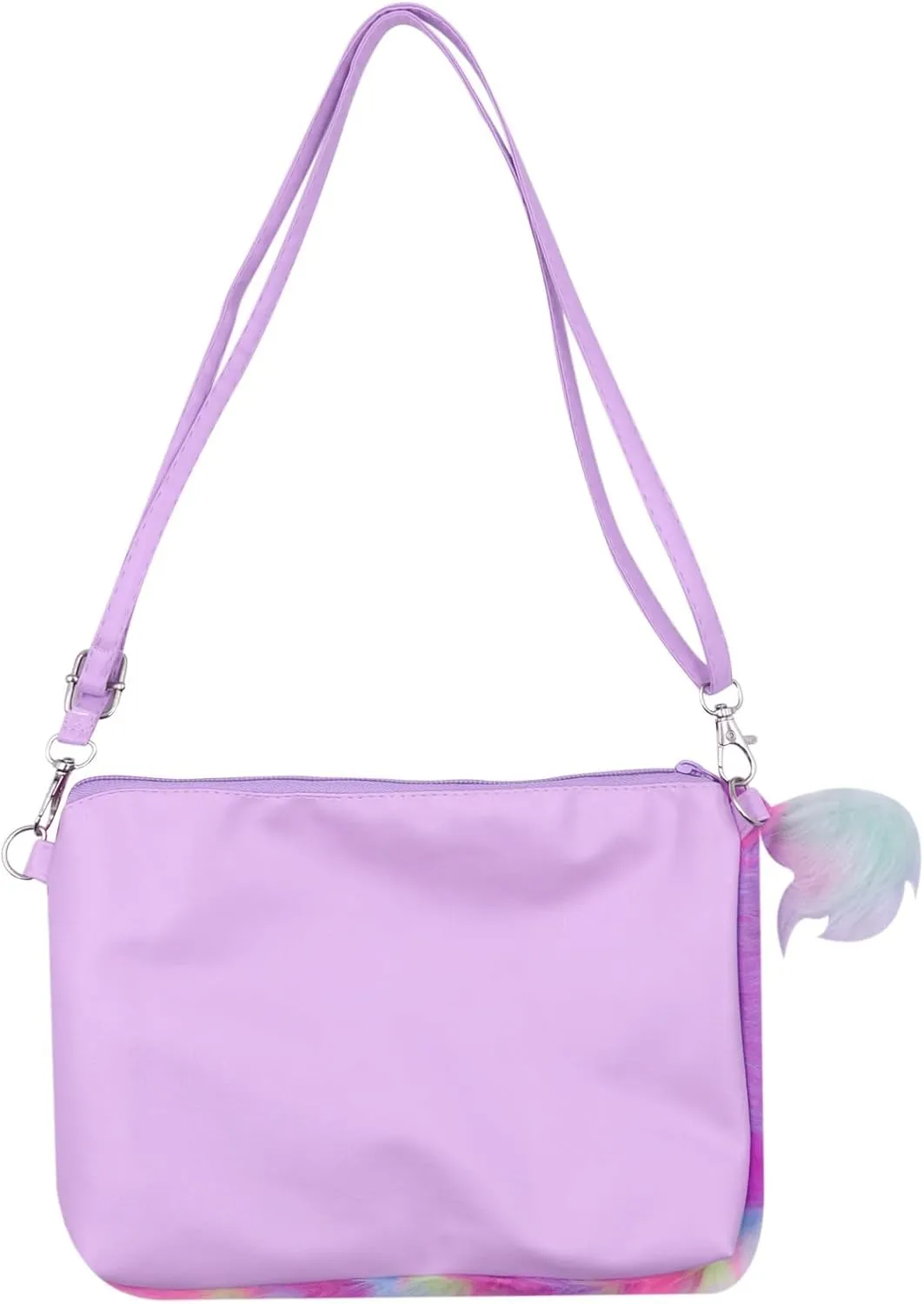Fluffy Faux Fur Crossbody Purse for Kids Girls Women Tie Dye Rainbow Shoulder Bag Handbag Wallet