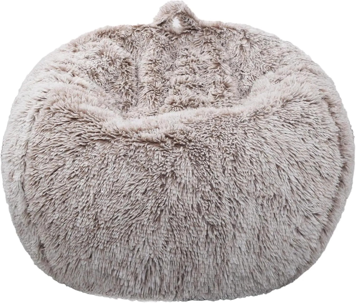Fluffy Stuffed Animal Storage Bean Bag Chair Cover (No Filler), Faux Fur Comfy Bean Bag Cover for Organizing Plush Toys or Textile, for Adults Teens Kids Girls, Heather Camel