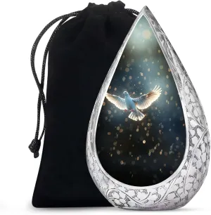Flying Dove Large Urns for Human Ashes Adult Male and Female - Drop Ash Urns for Humans Cremation - Urn for Ashes Adult for Burial and Memorial with Velvet Bag,10 Inch