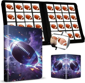 Football Card Binder 16 Pocket, Premium 1000  Cards PU Cover Trading Sports Card Binder Side Loading Card Holder Collection Album Folders